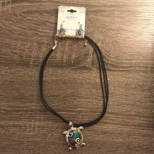Mosaic Turtle Necklace & Earring Set